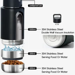 Yellow Portable Human / Dog Stainless Steel Adventure Drink Bottles